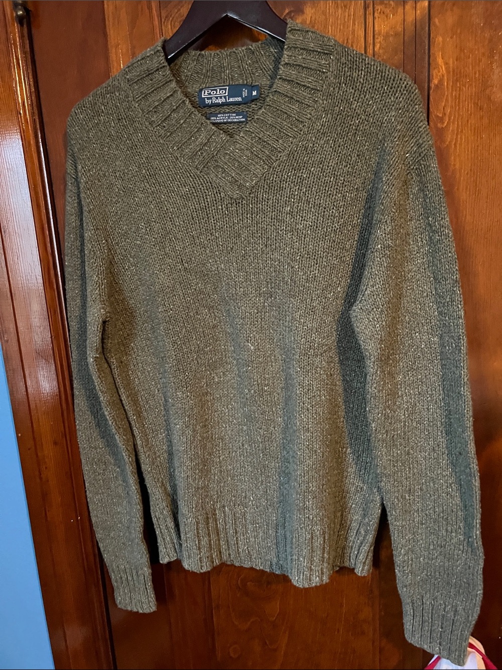 Polo by Ralph Lauren Olive Green V-Neck Knit Sweater